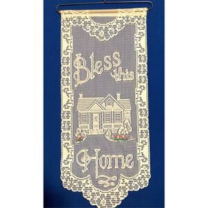 Heritage Lace Ivory Wall Hanging Bless This Home with Tulips